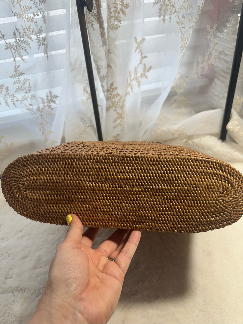 Rattan tote bag with lining made in Indonesia - Picture 3 of 4